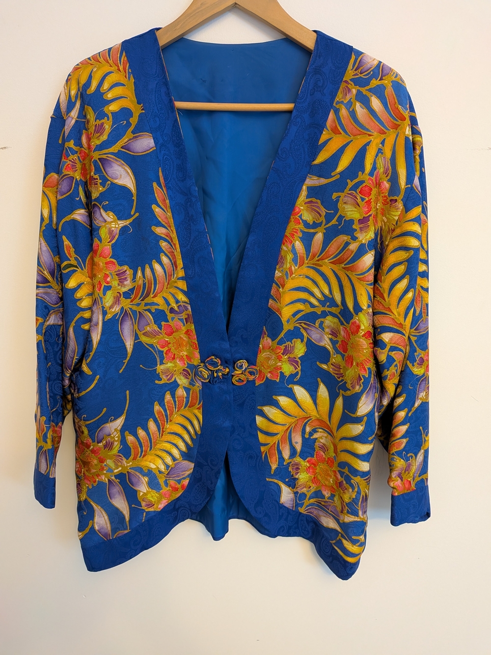 Silk Blue Floral Embroidered Jacket